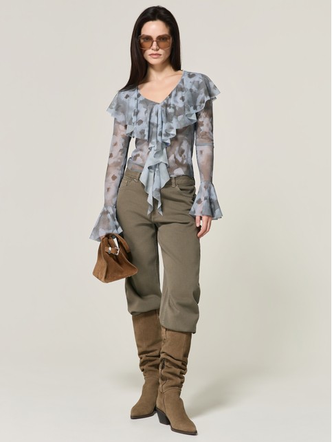 Лонгслив из сетки с воланами LD 3485 - купить в интернет-магазине Conte