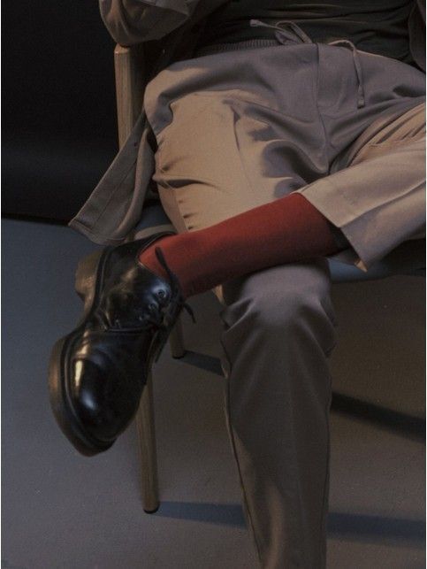 Хлопковые бордовые носки HAPPY