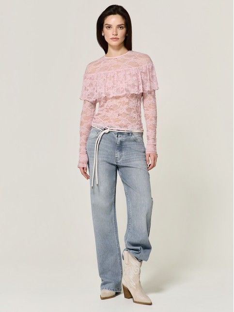 Лонгслив из кружева с воланом LD 3771 - купить в интернет-магазине Conte