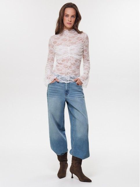 Лонгслив из кружева с драпировкой «бандо» LD 3491 - купить в интернет-магазине Conte