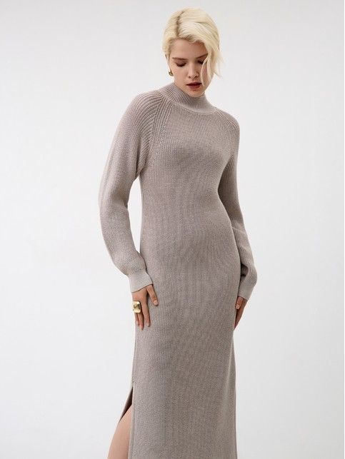 Платье-макси прямого силуэта из пряжи с хлопком LDK 24139