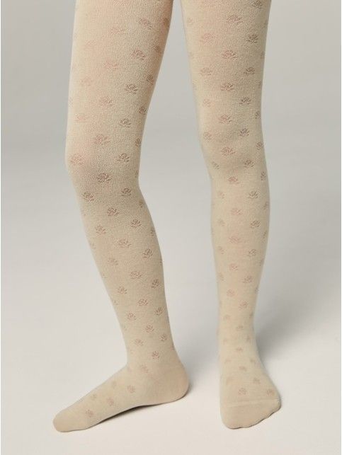 Хлопковые колготки с рисунком «цветы»