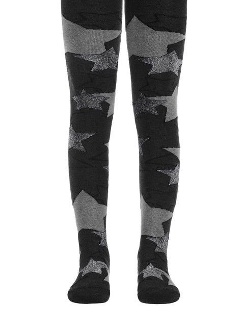 Хлопковые колготки с люрексом и рисунком «звезды»