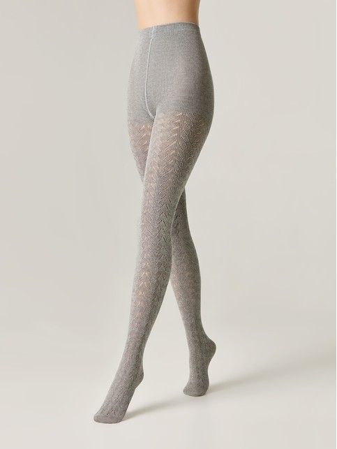 Тёплые ажурные колготки AJOUR