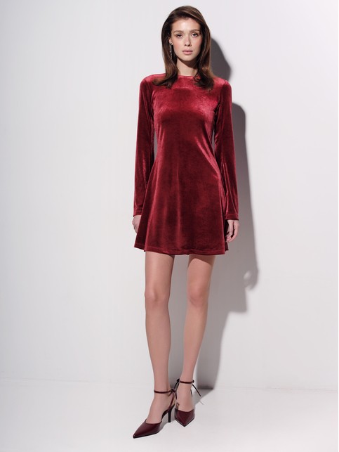 Платье из велюра с рукавами-клёш LPL 3329
