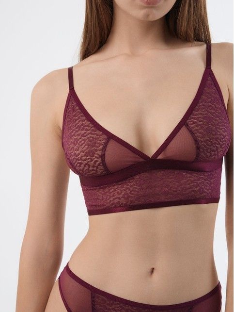 Бюстье с треугольными чашками из анималистичного кружева и сетки SAVAGE LBE 2533