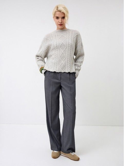 Укороченный джемпер с имитацией разрывов из пряжи с шерстью LDK24129 - купить в интернет-магазине Conte