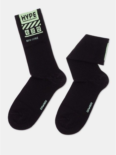 Удлиненные мужские носки из хлопка в рубчик со светонакопительным рисунком «Hype»