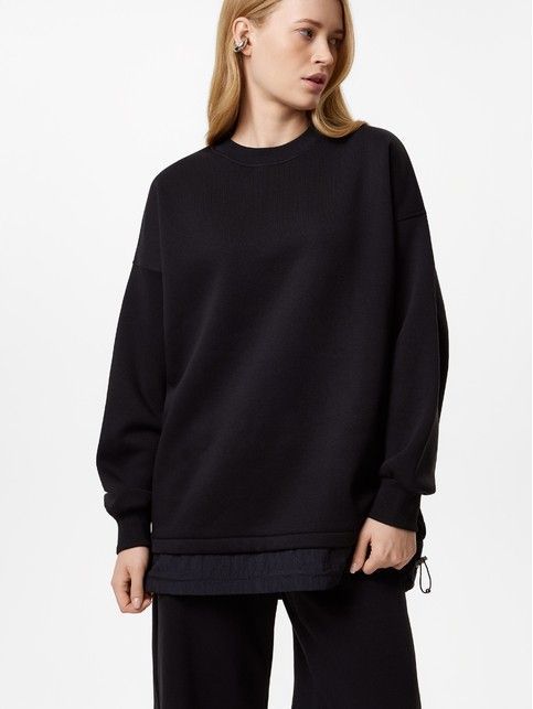 Джемпер из футера с фактурной вставкой по низу LD 3224