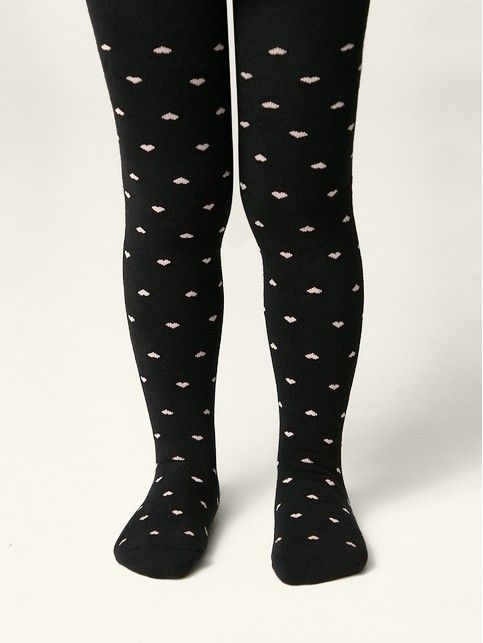 Колготки SOF-TIKI темно синие (махровые внутри) с рисунком "сердечки"