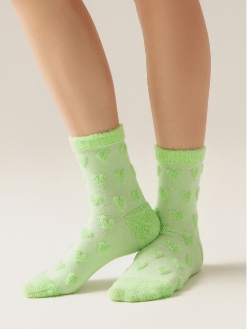 Махровые носки из хлопка с объемным рисунком «сердечки» COMFORT, модель 549