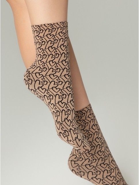 Плотные носки с вывязанным рисунком «сердечки»