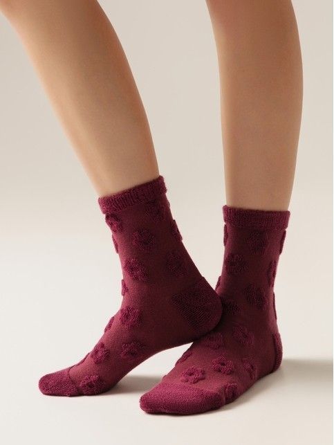 Махровые носки из хлопка с объемным рисунком «цветочки» COMFORT, модель 548