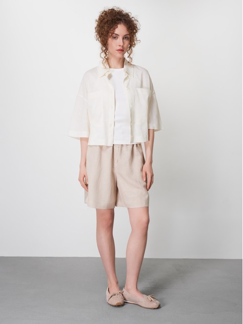 Укороченная льняная рубашка с карманами LRU 3585 - купить в интернет-магазине Conte