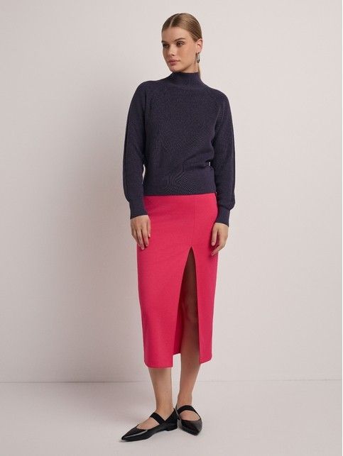 Юбка-midi из костюмного полотна с разрезом LU 3017