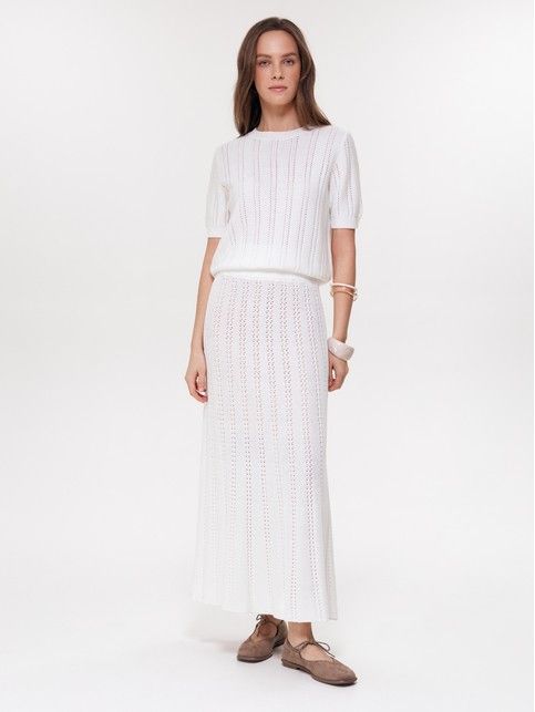 Юбка-midi из пряжи с хлопком и модалом LDK2562 - купить в интернет-магазине Conte