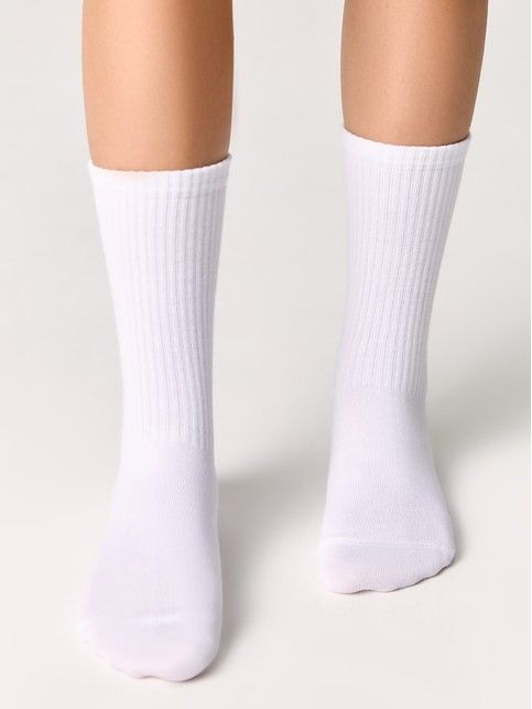 Удлиненные детские носки из хлопка в рубчик