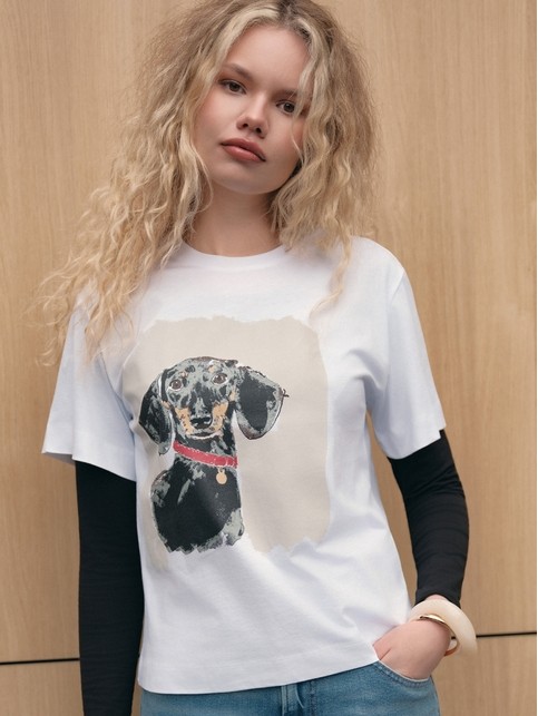 Футболка из хлопка с рисунком «Такса» LD 3029 - купить в интернет-магазине Conte