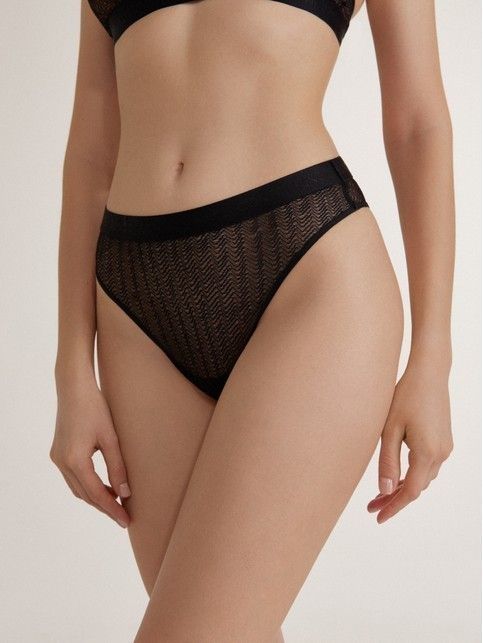 Трусы «бразилиано» на высокой посадке из сетки с узором «зигзаг» WAVE LBR 3011