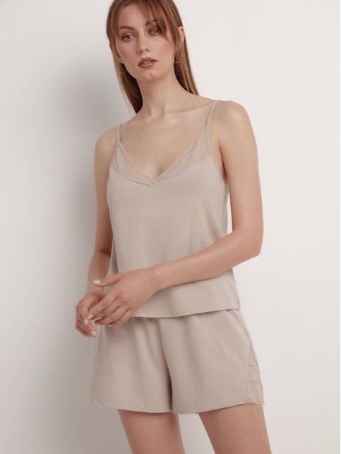 Свободный топ из анималистичного кружева и хлопка Zebra LHW 1354