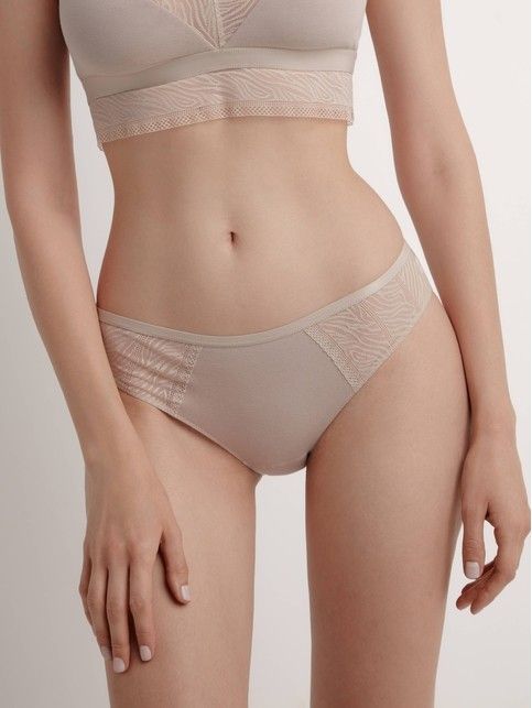 Трусы «бикини» из анималистичного кружева и хлопка Zebra LB 1357