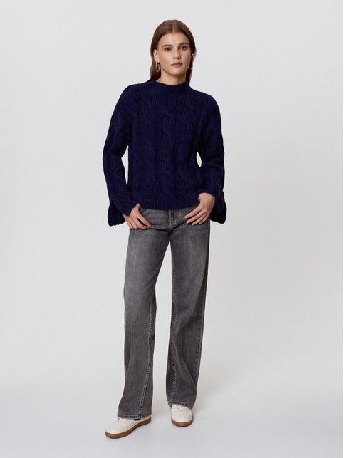 Джемпер с «косами» и разрезами на рукавах из пряжи с шерстью LDK 24134