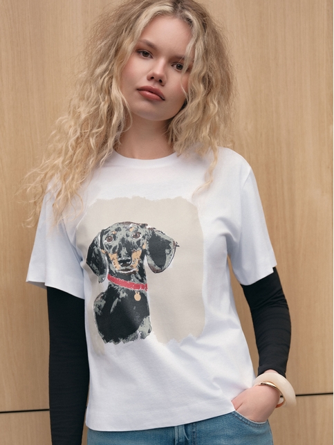Футболка из хлопка с рисунком «Такса» LD 3029 - купить в интернет-магазине Conte