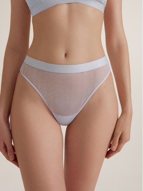 Трусы «бразилиано» на высокой посадке из сетки с узором «зигзаг» WAVE LBR 3011