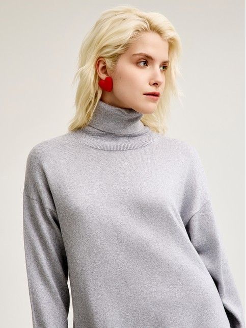 Джемпер с отложным воротником-стойкой и разрезами по бокам LDK 24109