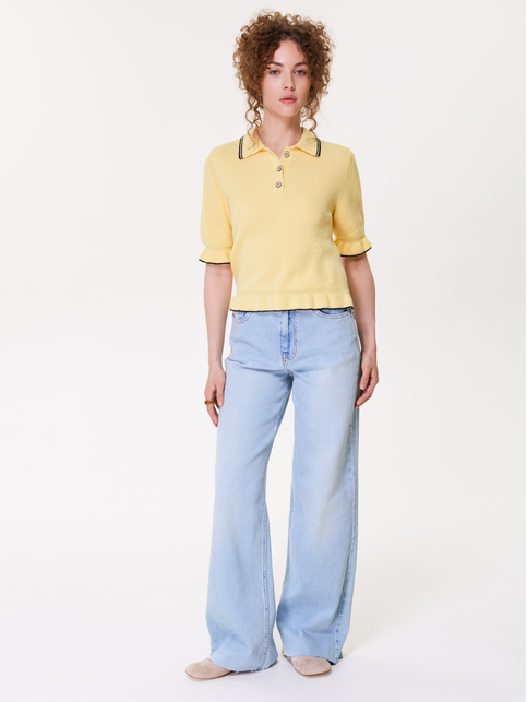 Джемпер-поло с воланами из пряжи с хлопком LDK2635 - купить в интернет-магазине Conte