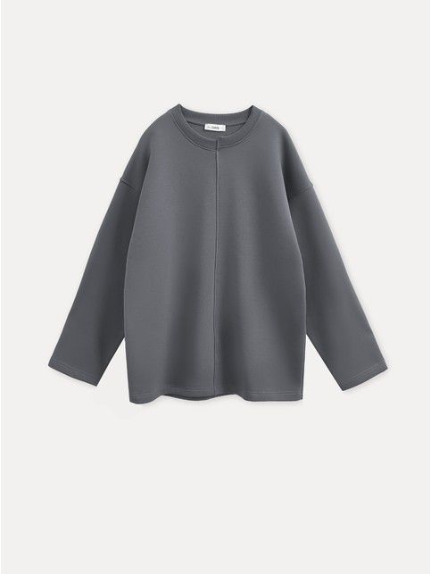 Джемпер из футера с ассиметричной планкой на горловине LD 3231