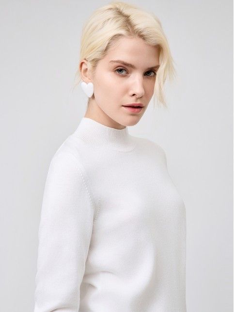 Джемпер из хлопка и модала с разрезами на манжетах LDK 24106