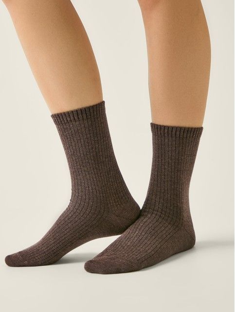 Удлинённые хлопковые носки CLASSIC в рубчик