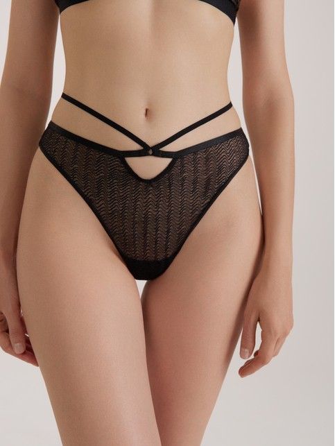 Трусы «бразилиано» из сетки с узором «зигзаг» WAVE LBR 2979