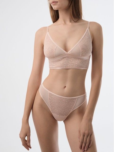 Бюстье с треугольными чашками из анималистичного кружева и сетки SAVAGE LBE 2533