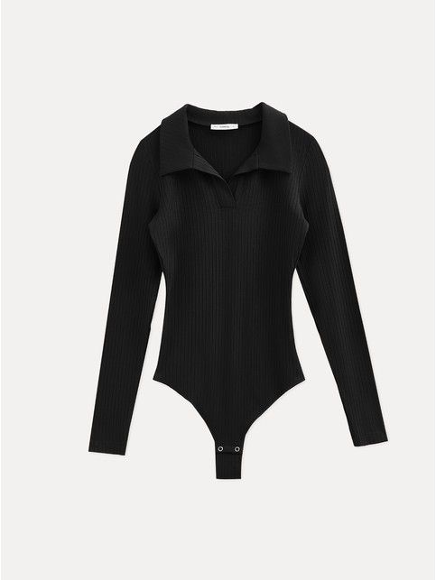Боди в рубчик с отложным воротником LBD 3453