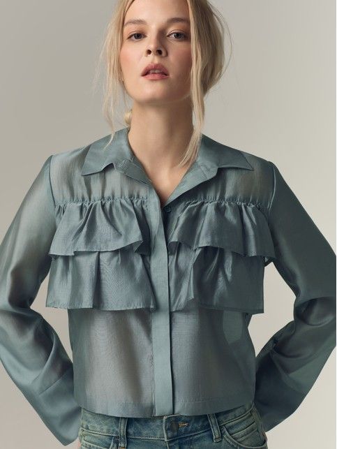 Рубашка-блуза с рюшами из полупрозрачной ткани LBL 3522 - купить в интернет-магазине Conte