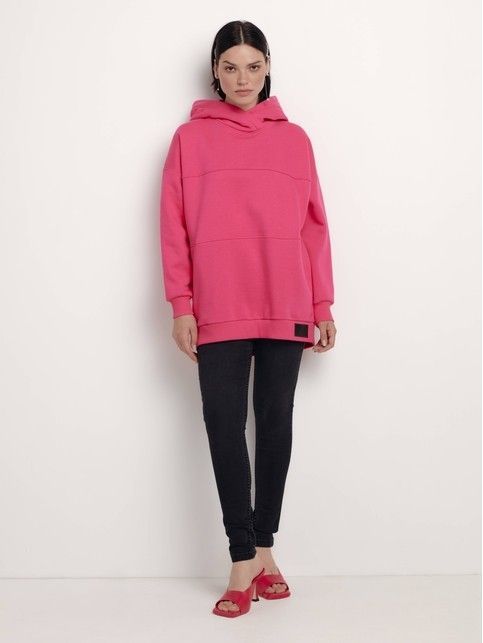 Удлиненное оversize-худи на толстом флисе с карманами LD 1800