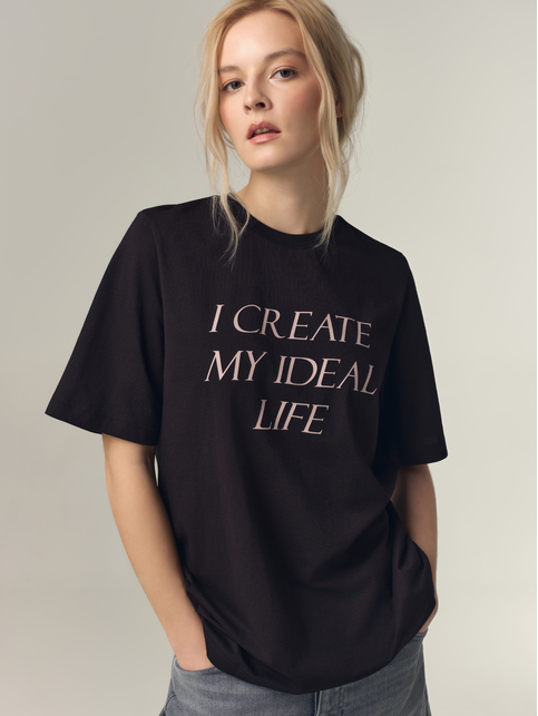 Футболка из хлопка с рисунком «Ideal life» LD 3036 - купить в интернет-магазине Conte