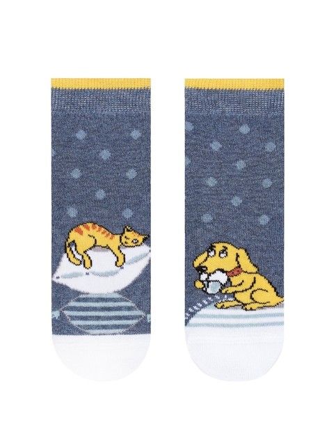 Хлопковые темно джинсовые носки с веселыми рисунками "Веселые ножки"