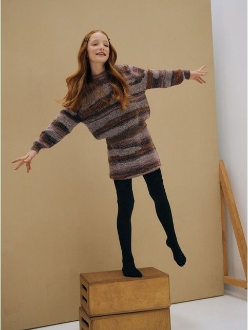 Колготки из хлопка с рисунком «ромбы» и имитацией гольфинов