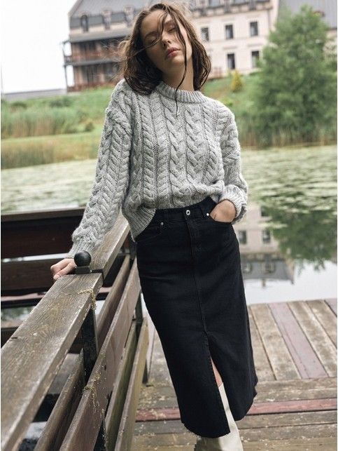 Укороченный джемпер с косами LDK 243