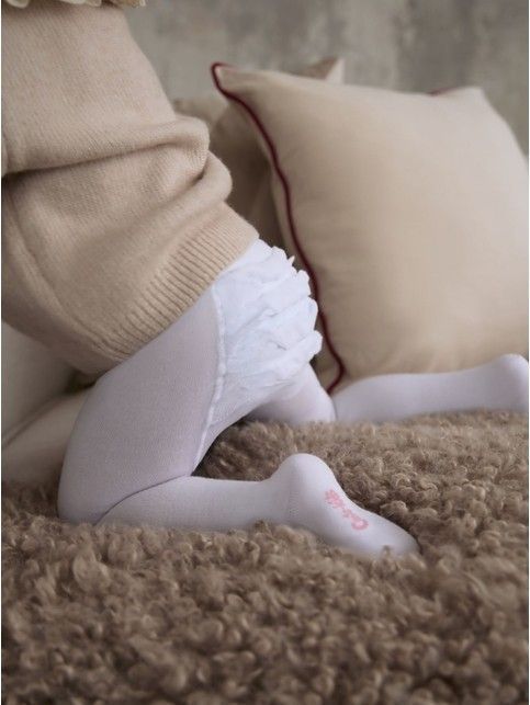 Хлопковые колготки TIP-TOP с воланами и люрексом