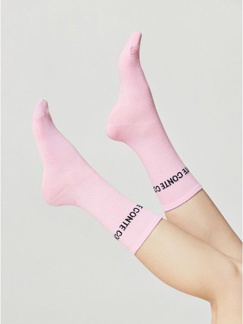 Удлиненные носки из хлопка в рубчик с надписью «CONTE»