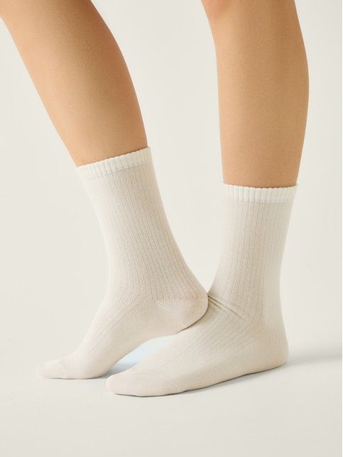 Удлинённые хлопковые носки CLASSIC в рубчик