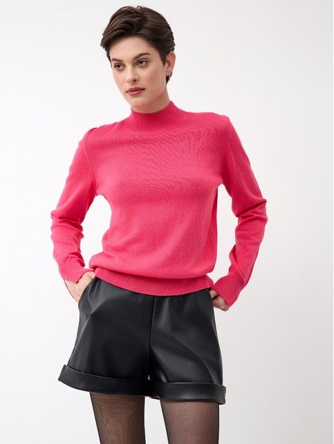 Джемпер из хлопка и модала с разрезами на манжетах LDK 24106