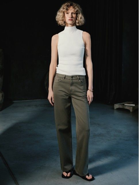 Топ с воротником-стойкой из пряжи с хлопком и модалом LDK2560 - купить в интернет-магазине Conte