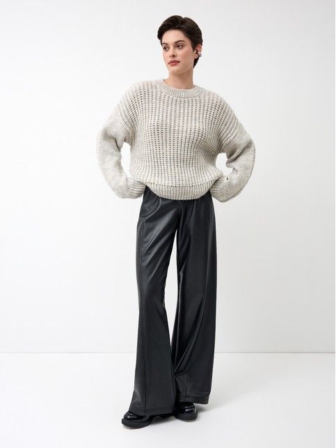 Джемпер умеренно свободного силуэта из пряжи с шерстью LDK 24137