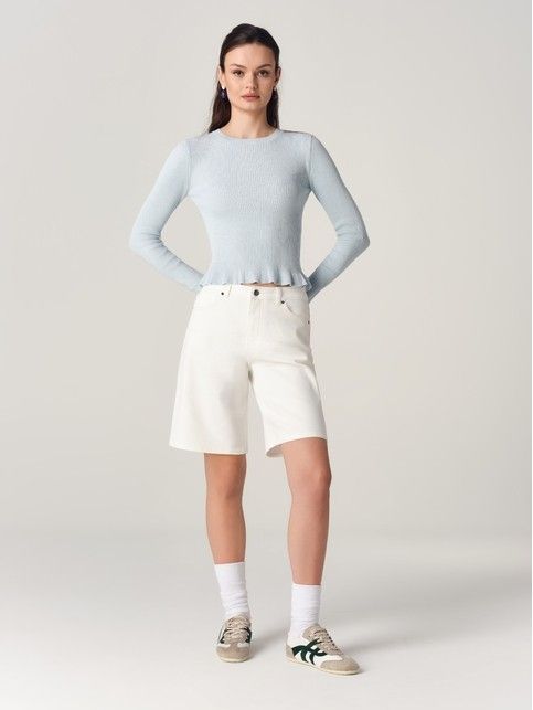 Джинсовые шорты молочного цвета CON-884 - купить в интернет-магазине Conte