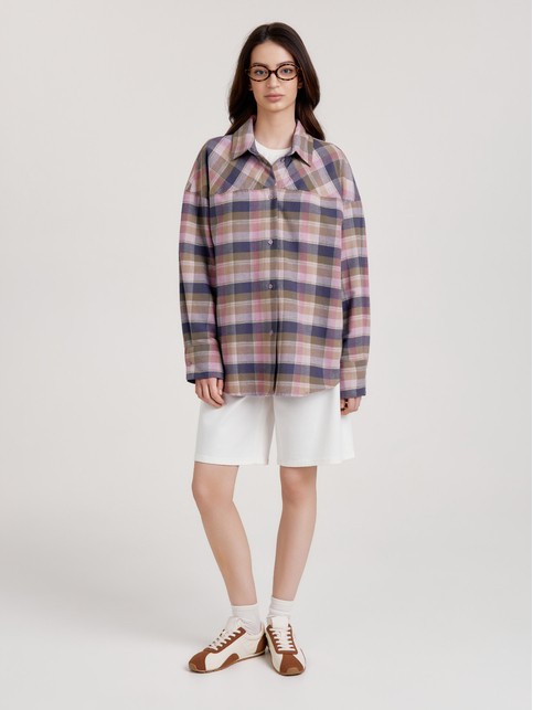 Рубашка из фланели в клетку с фигурным низом LRU 3659 - купить в интернет-магазине Conte